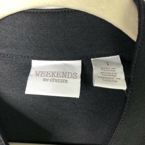 Weekend by Chico's Full Zip Ponte Knit Sweater Jacket Black Gray Size Medium - Picture 4 of 7